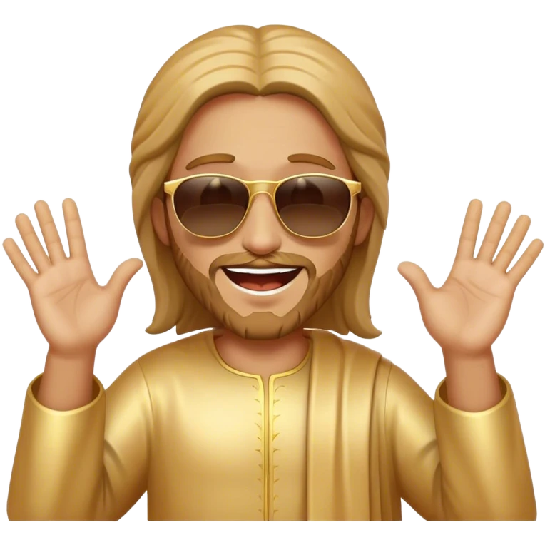 dancing figure of rejoicing Jesus with  sunglases golden  emoji