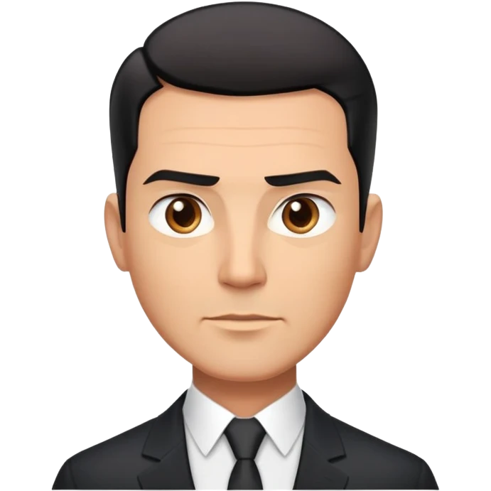 Good-looking robust man in his 40s with light brown skin tone, short slicked back straight black hair with fade haircut, strong square face, approachable TV host expression, black blazer with white buttoned shirt emoji
