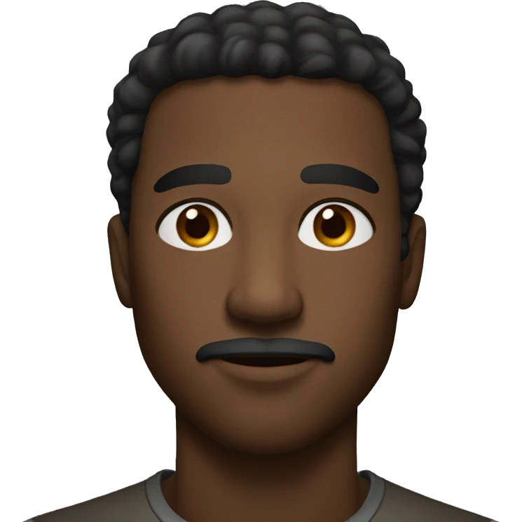a black guy with brown eyes slight moustash emoji