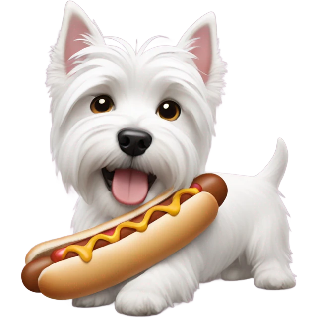 Westie with a hot dog emoji