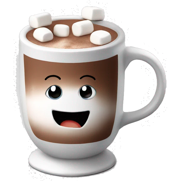 Hot chocolate In a mug with marshmallows  emoji