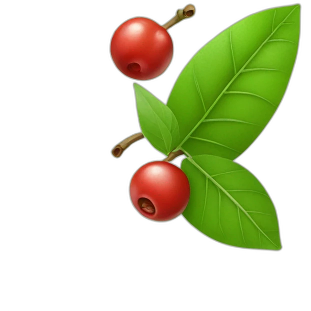 Coca leaves and red berries with coca tea emoji