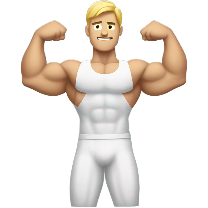 Muscler white man showing his muscles emoji