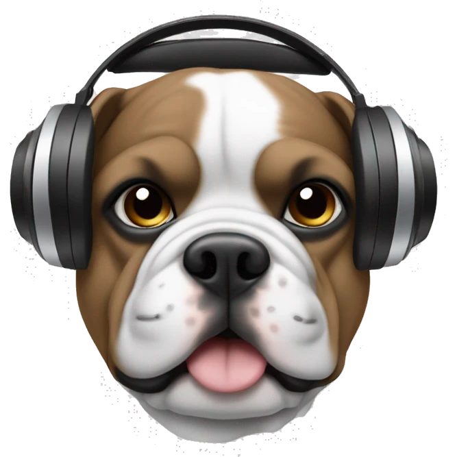 frech buldog black and white with headphones  emoji