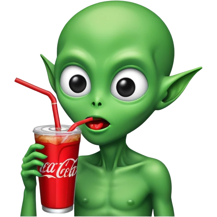 alien sipping Coke with a straw emoji