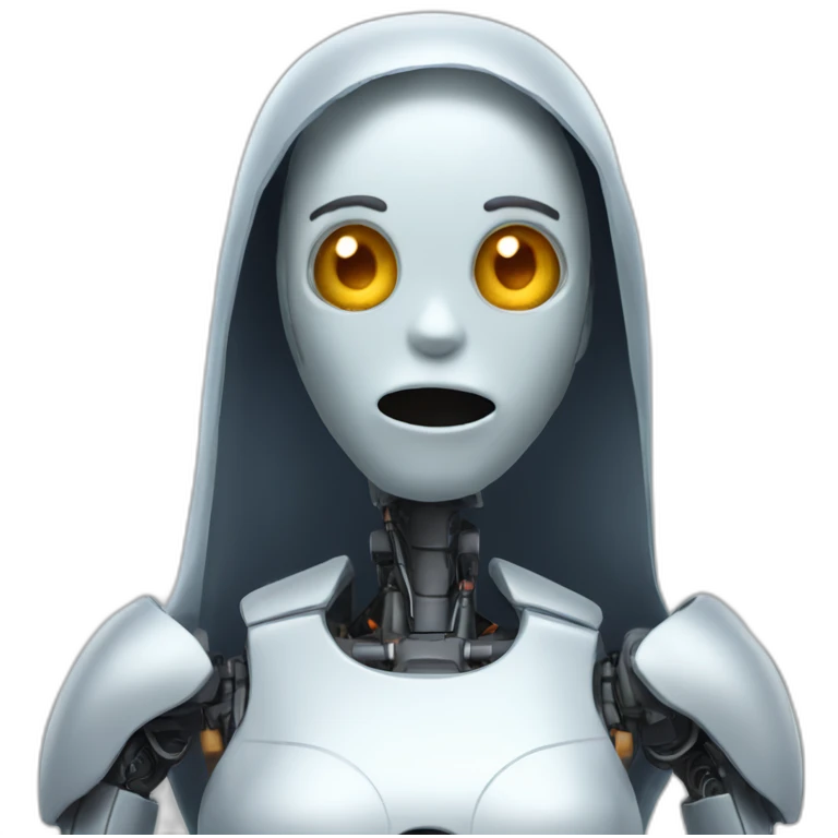 robot woman ghost saying oh no emoji
