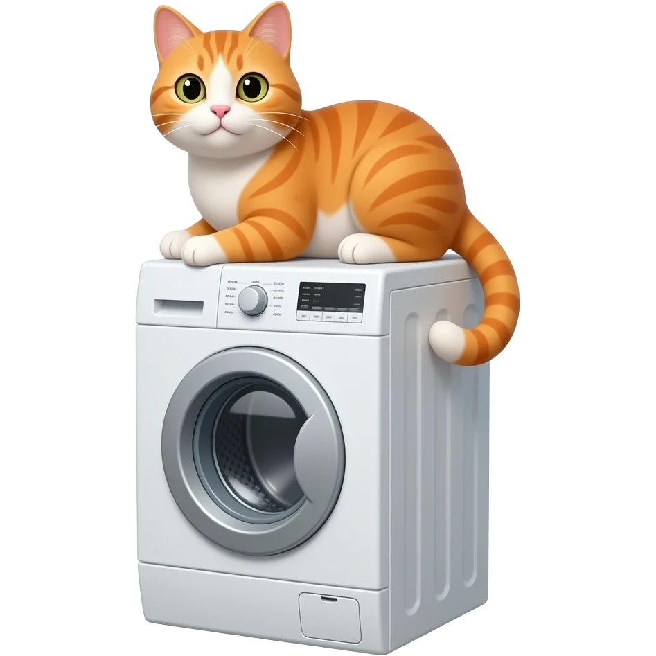 My Profile picture it looks like a cat that is on a washing machine the cats colors are orange and white but white nose orange body and white belly emoji