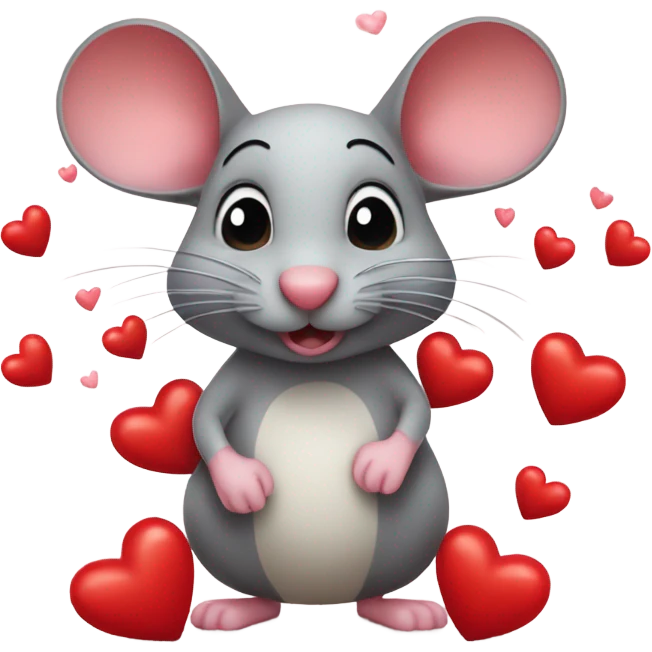 Mouse with hearts emoji