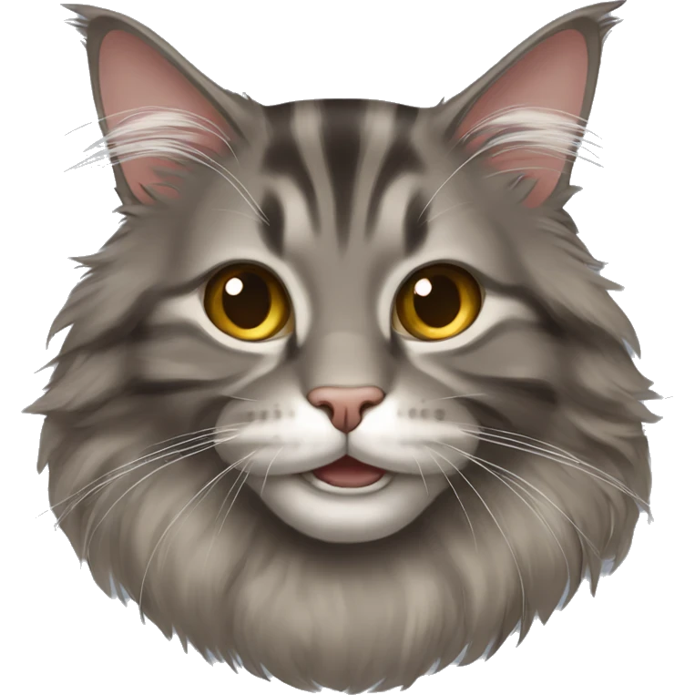 Gray-brown cat maine coon so happy emoji