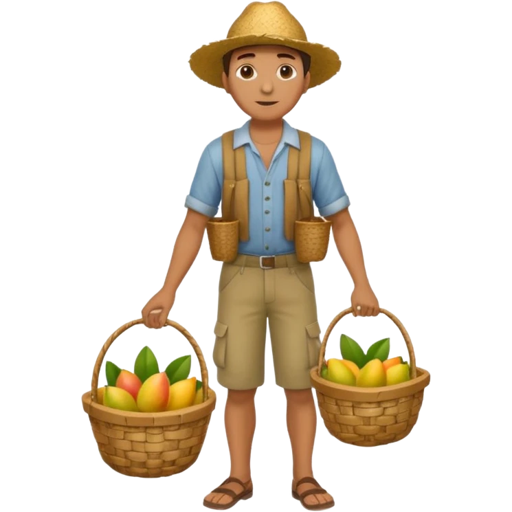 HOMBRE VENDEDOR DE MANGOS CUERPO COMPLETO CON ROPA DE CAMPO emoji