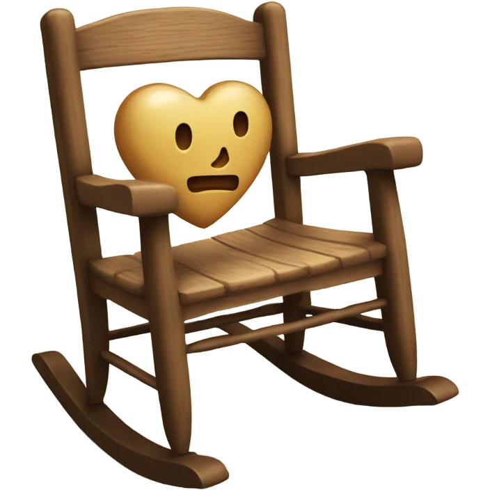 rocking chair with an wood heart engraved emoji