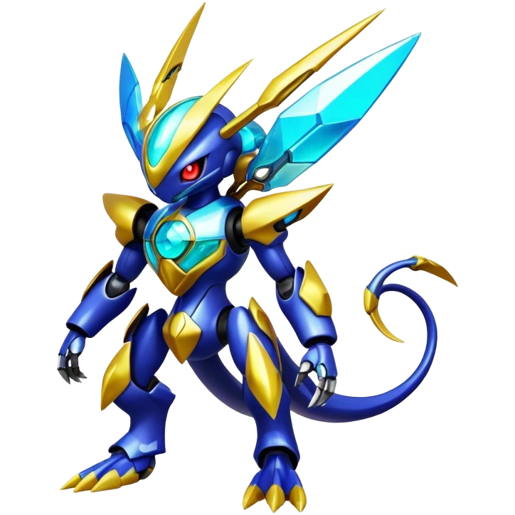 Shiny Futuristic Fakemon-Pokemon-Digimon-Spectrobes-fusion, full body emoji