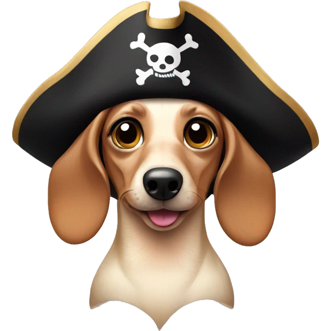 mini cream dachshund with an eye patch and pirate hat emoji