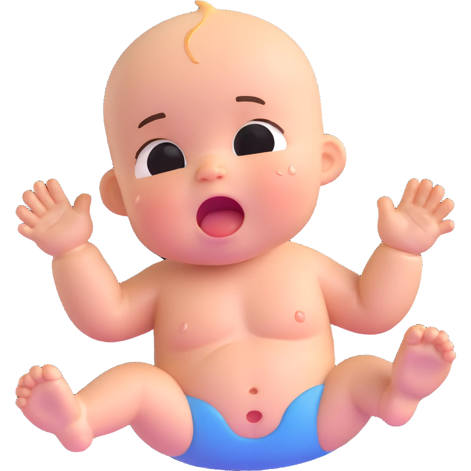 baby crying, resisting bath time emoji