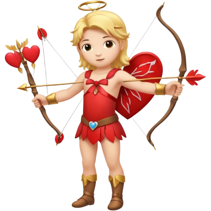 Full body Cupid with a bow and hearts emoji
