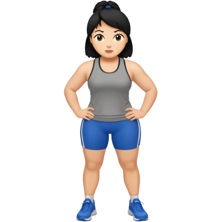 stocky woman running black hair emoji