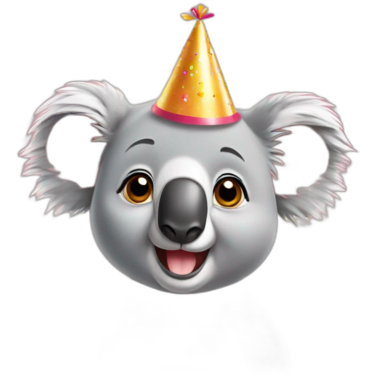 Koala with birthday hat emoji