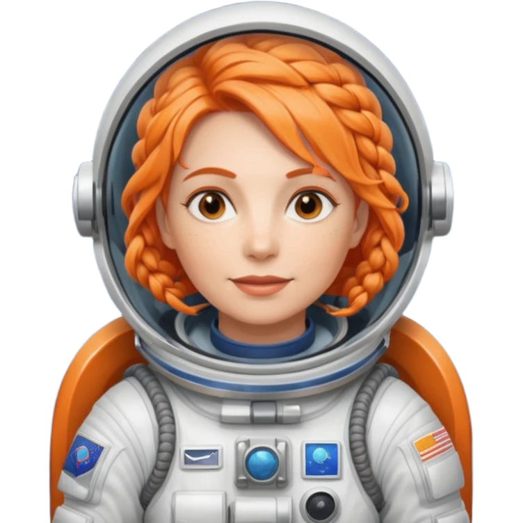 Astronauts, Middle-age, female, orange braided hair emoji