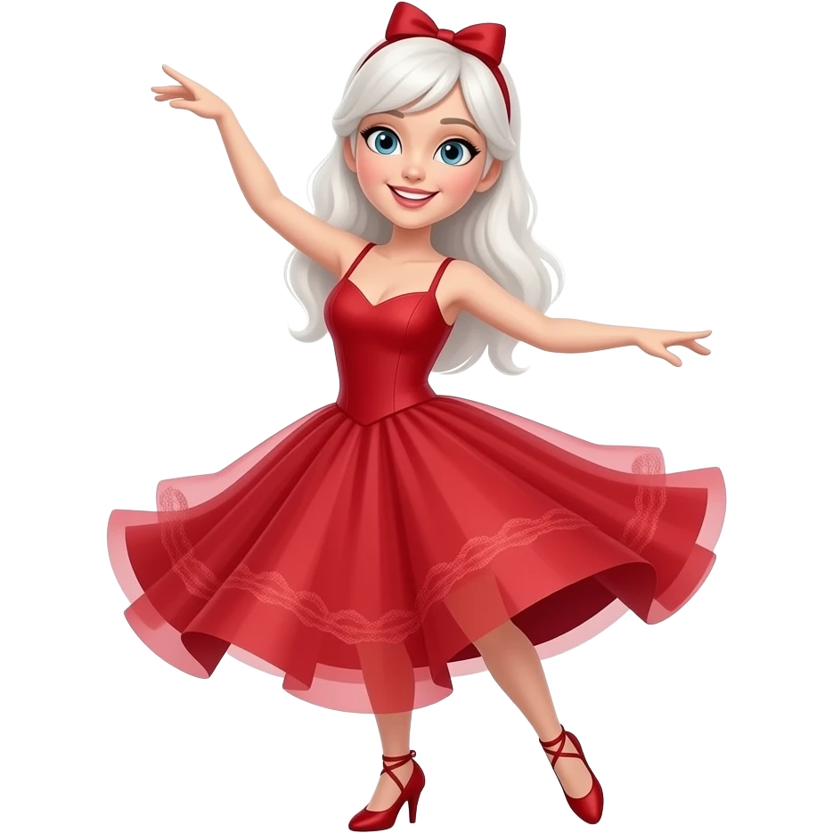dancing white lady in red dress emoji