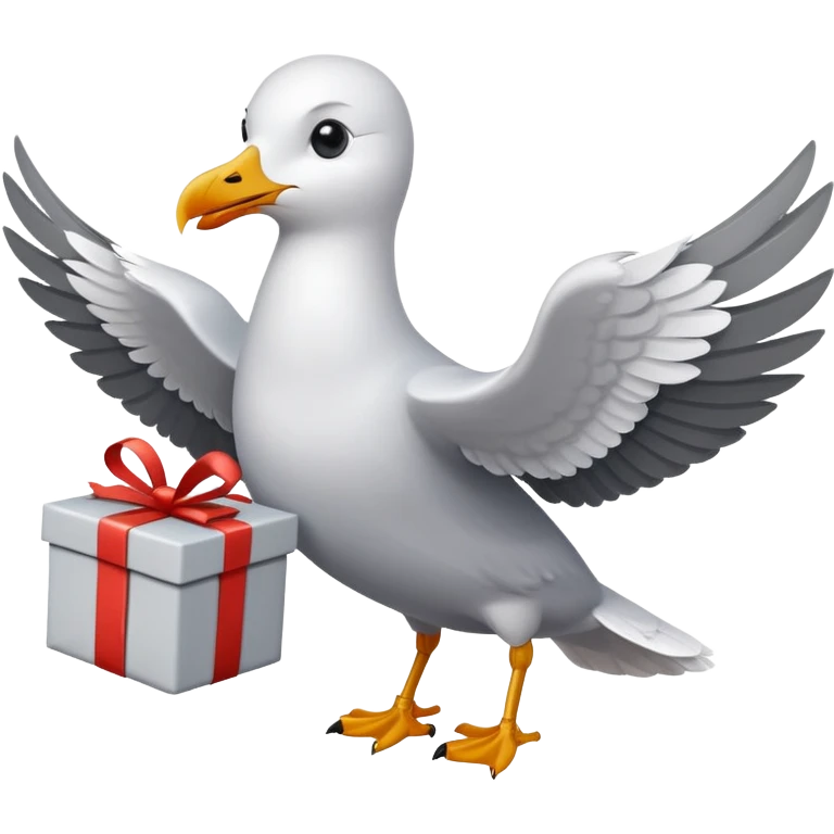a seagull holds a gift in its wings emoji