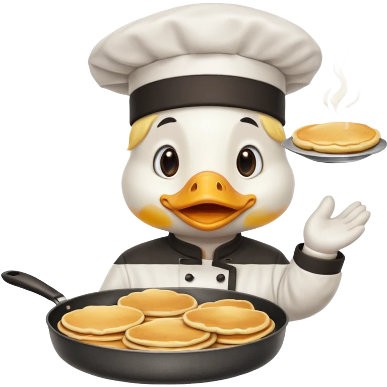 Duck chef is flipping pancakes emoji