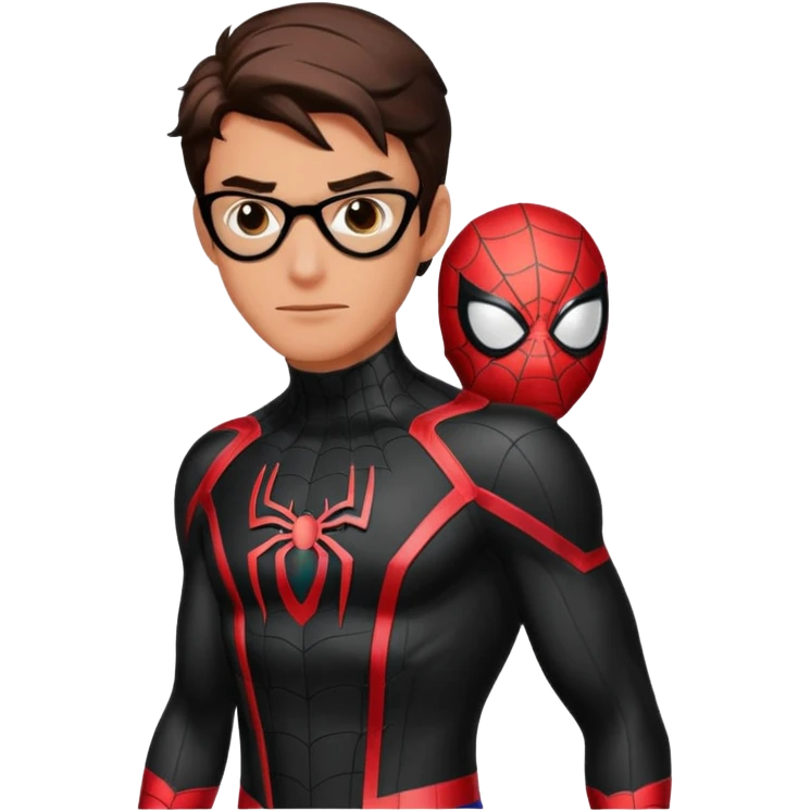 Full Black with black outlines  colored suit spider man emoji