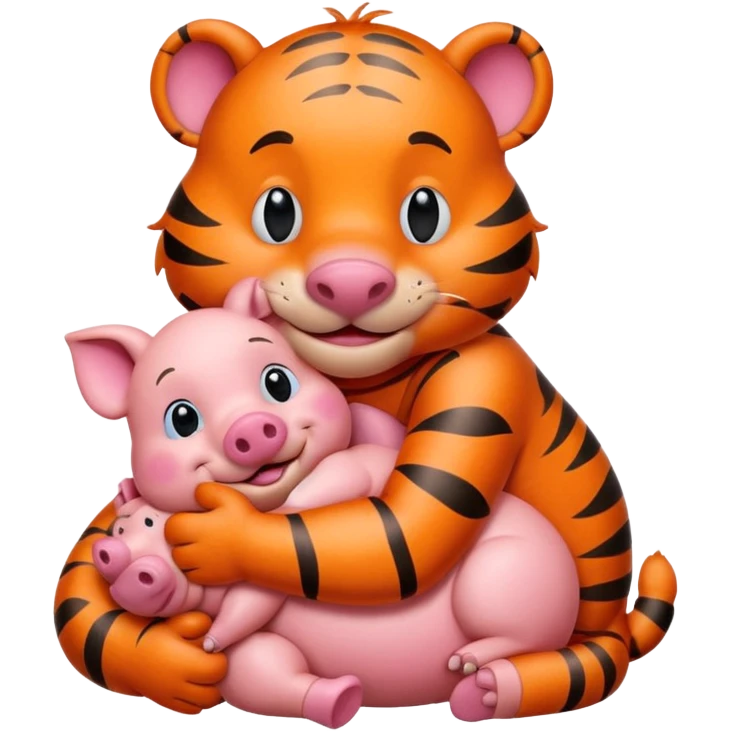 a big tigger hugging small piggy  emoji