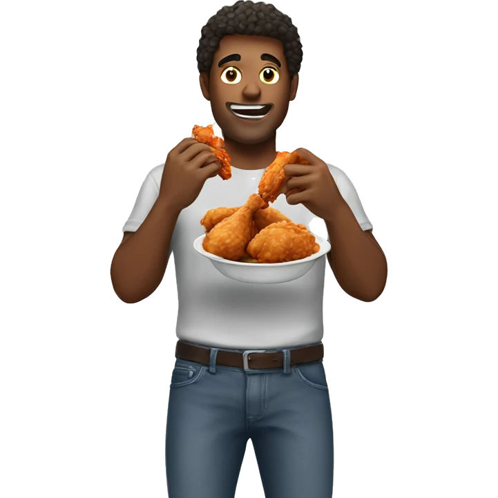 guy eating fried chicken emoji