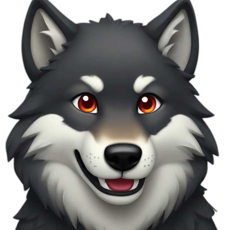 Dark wolf with heart emoji
