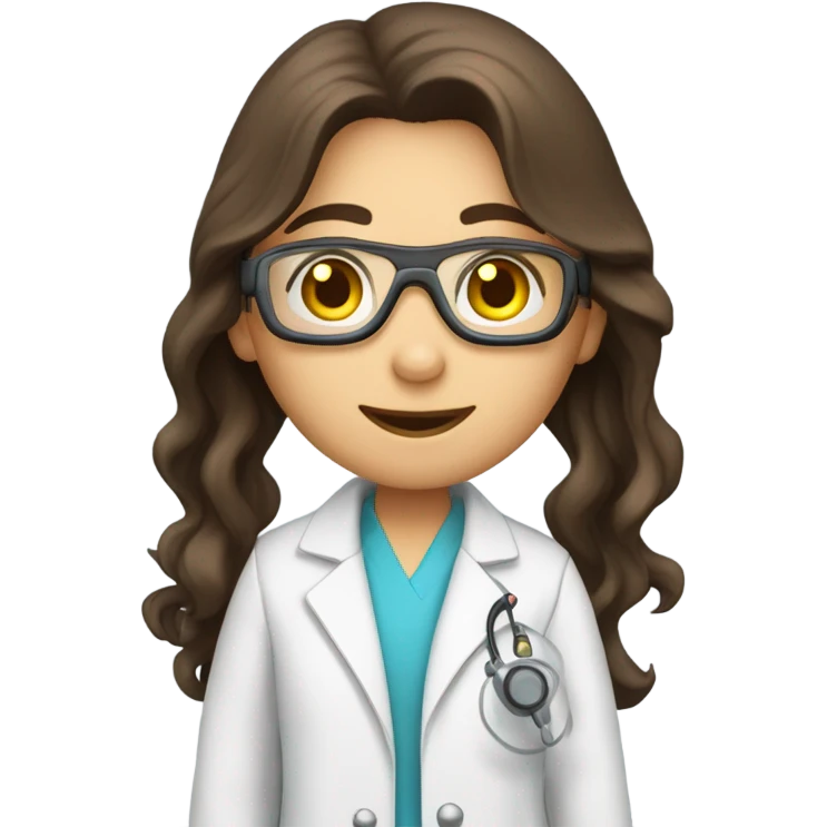 cute brunette scientist long hair  emoji