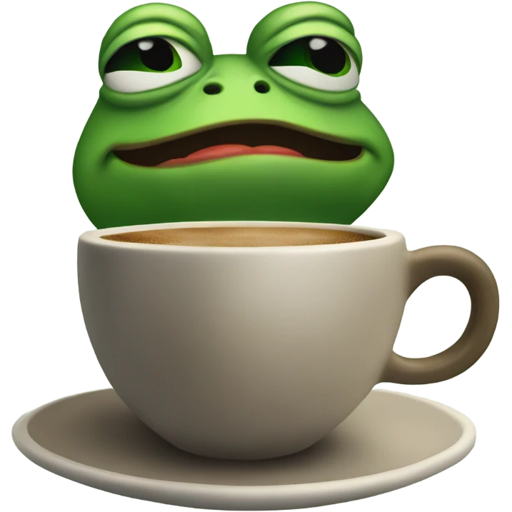 pepe the frog with a cup of coffee emoji