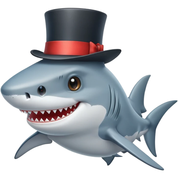 smiling shark in a top hat emoji