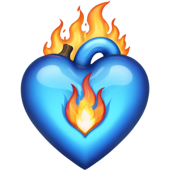 burning blue heart with blue flame emoji