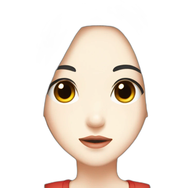 root like horn,black hair,girl,red eyes,manga emoji