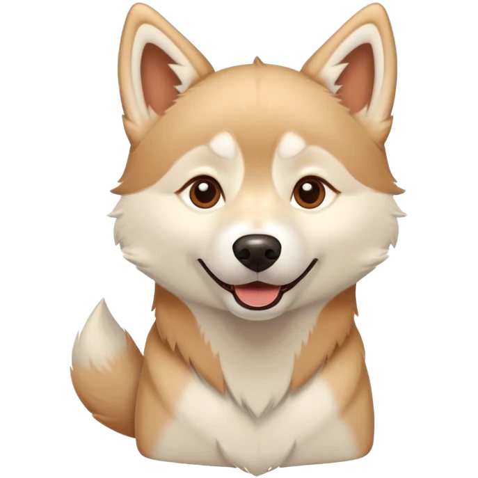 happy light cinnamon colored husky dog, pale tan emoji