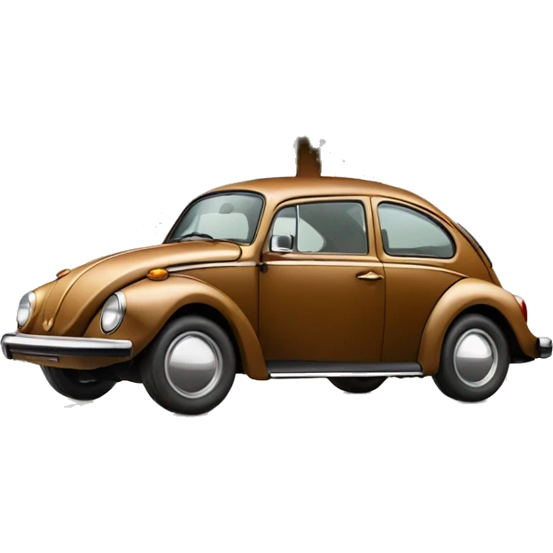 Brown Volkswagen Beetle with pine tree on roof emoji