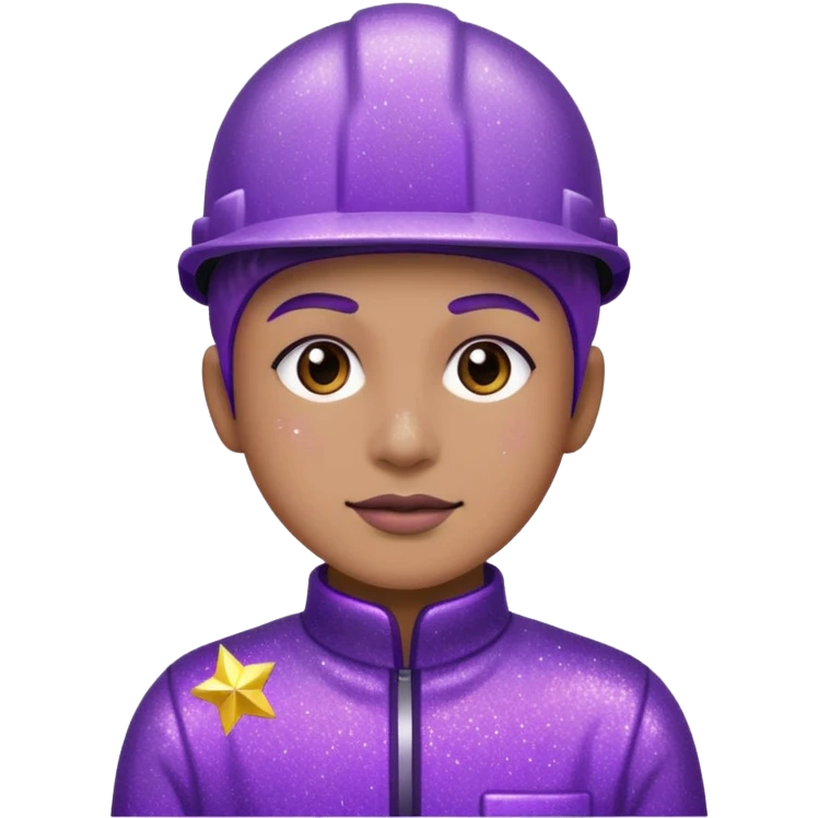 industrial worker wearing glitter purple glittery clothes emoji