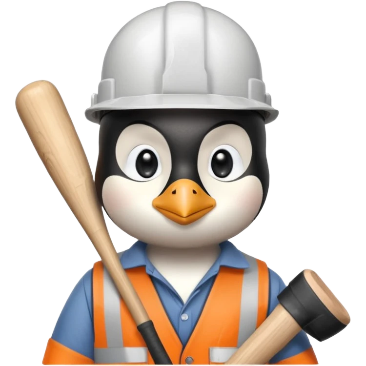 Penguin Construction Worker baseball bat emoji