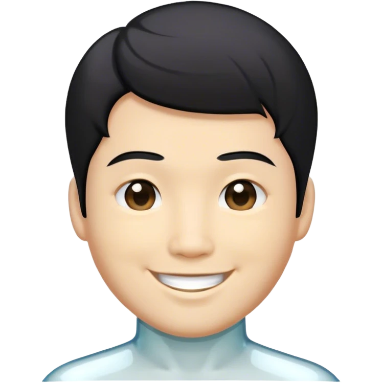 a transparent glass man with black curvy hair asian men smiling emoji