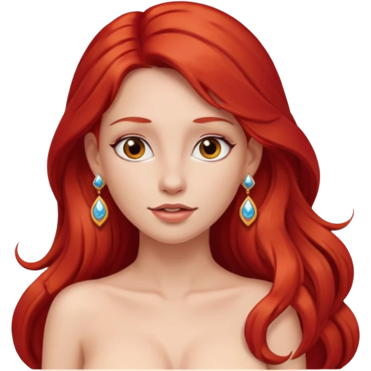 Hot   naked tits red long hair princess earrings emoji