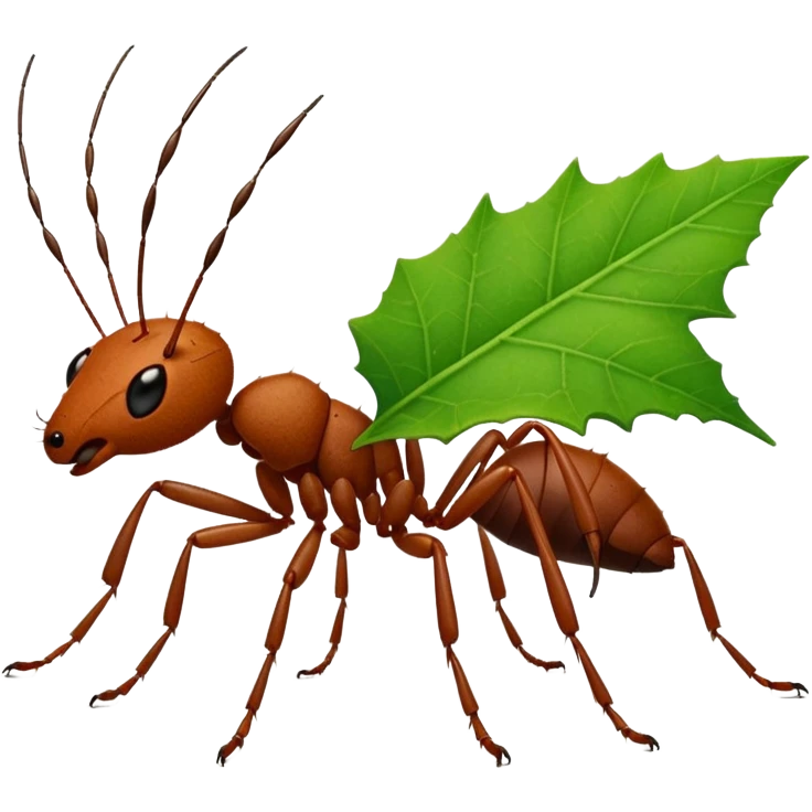 leaf cutter ant with a jagged leaf emoji