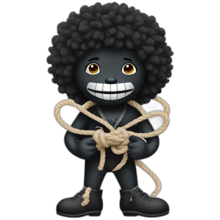 Gollywog tying a knot in rope emoji