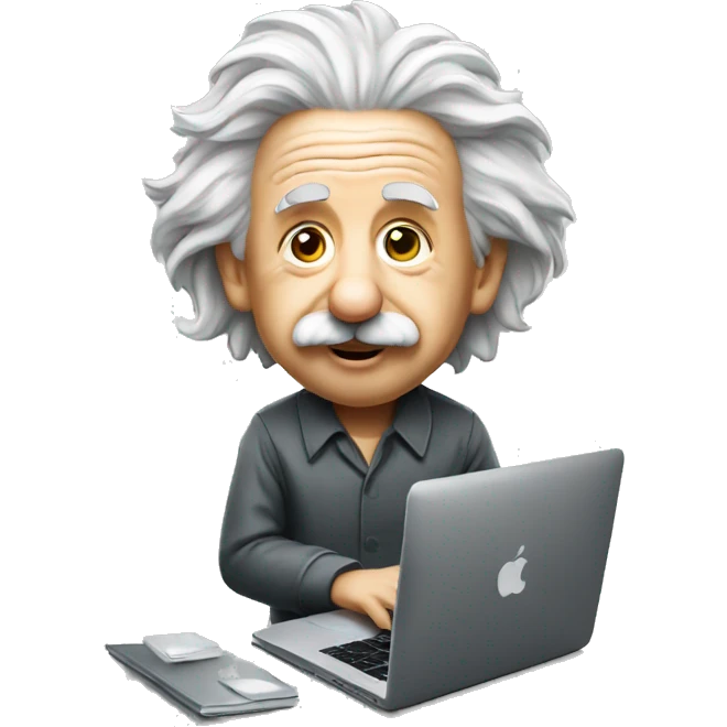 albert einstein with macbook emoji