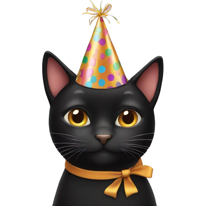 Black Cat with birthday hat emoji