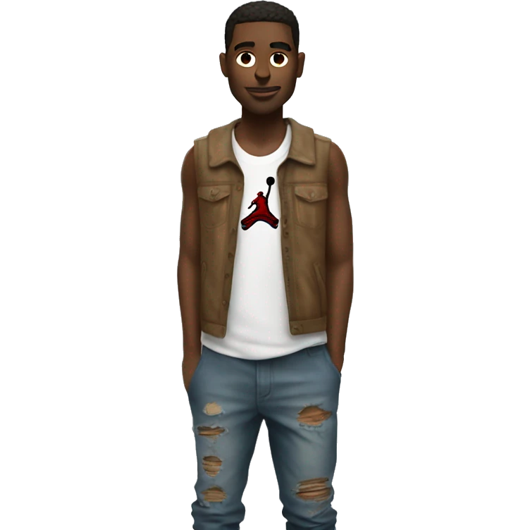 A guy wearing Jordan 4 with dirty clothes emoji