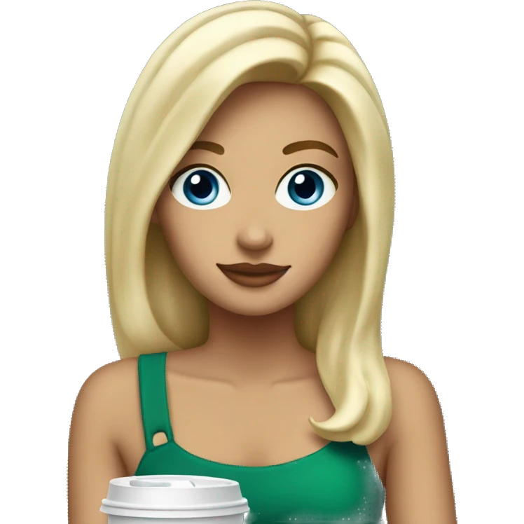 Starbucks cup drink with blonde girl blue eyes  emoji
