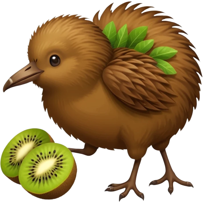 A kiwi bird, with kiwis flying around it. emoji