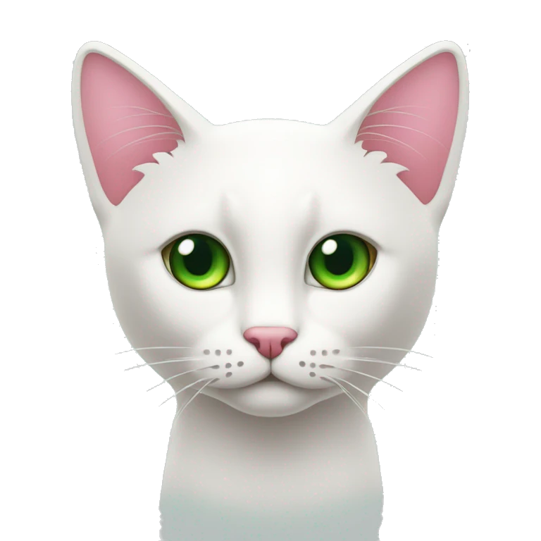 gato blanco con los ojos verdes y la nariz y orejas rosas emoji