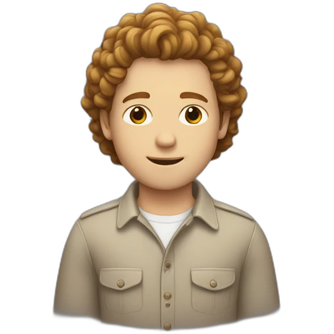 white guy with brown curly middle parting hair emoji