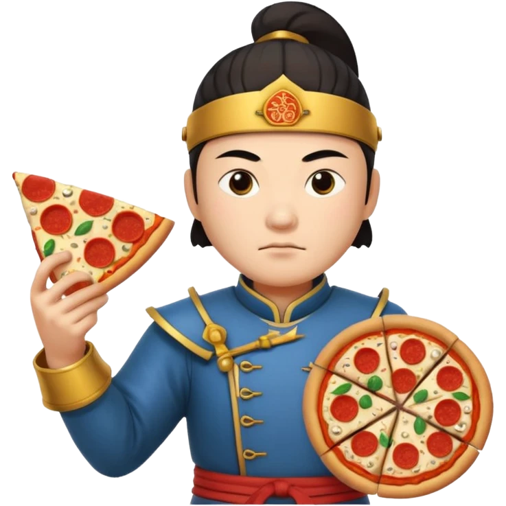 chinese ancient warrior with pizza emoji